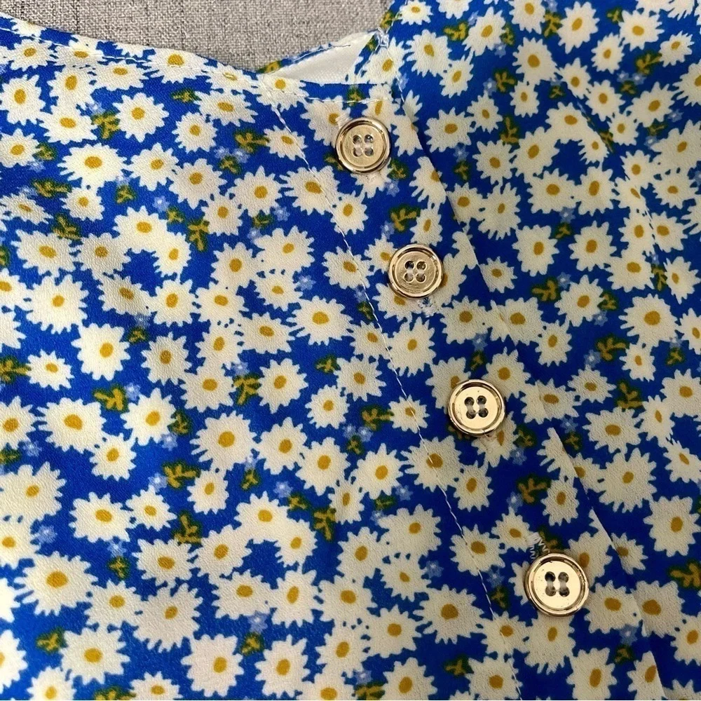 Lulu’s Darling Daisy Blue Floral Midi Dress Size Large Nwt - Picture 9 of 11